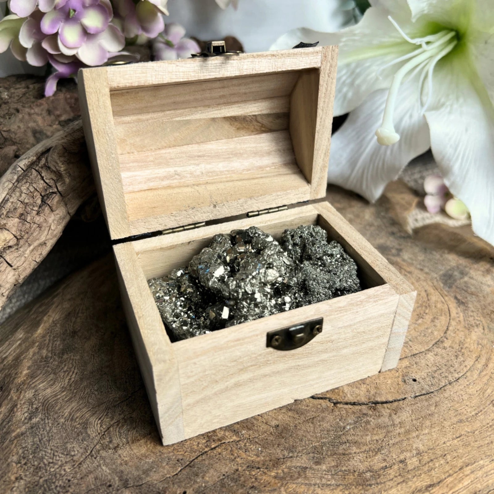 Fool's Gold Treasure box (schatkistje met ruwe pyriet brokjes)