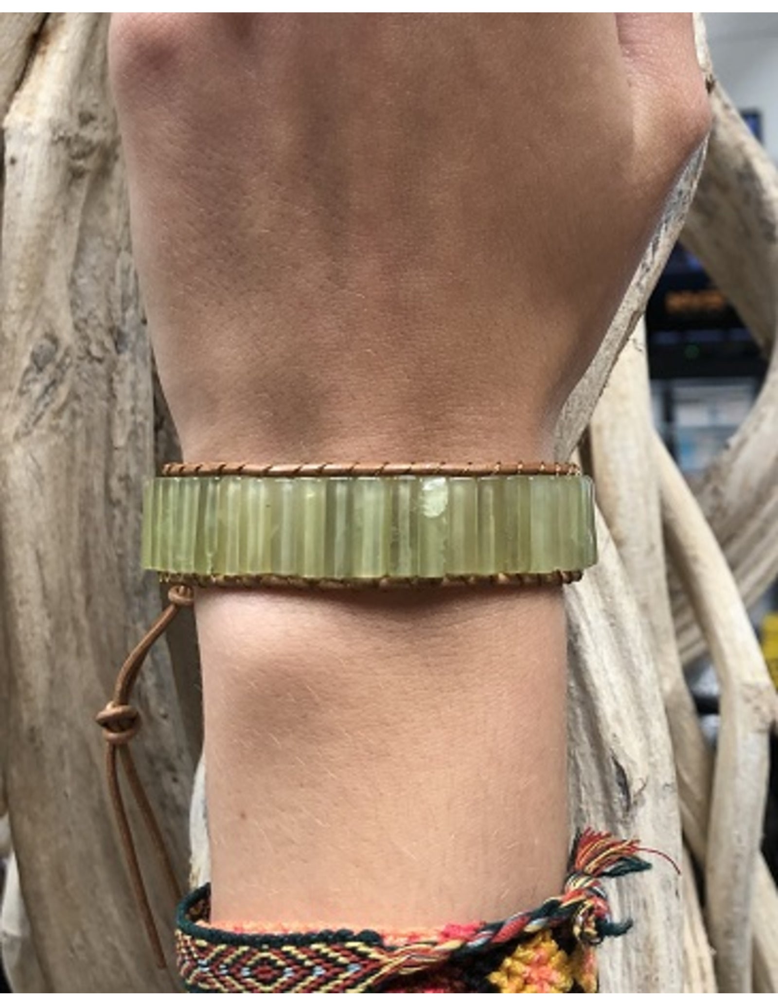Jade leren armband gipsy-style