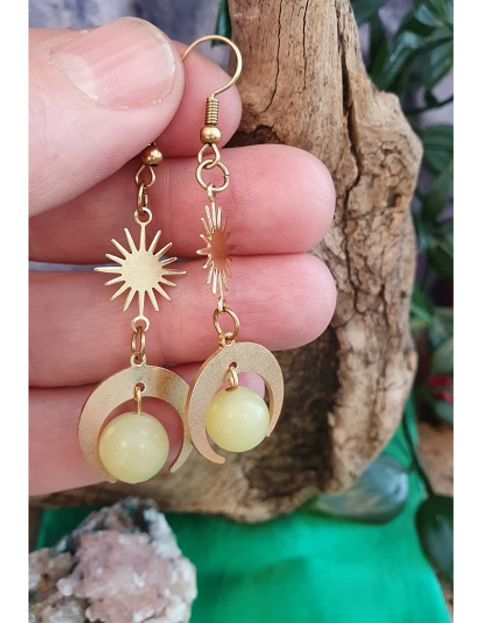 Jade olijf oorbellen Star&Moon bol