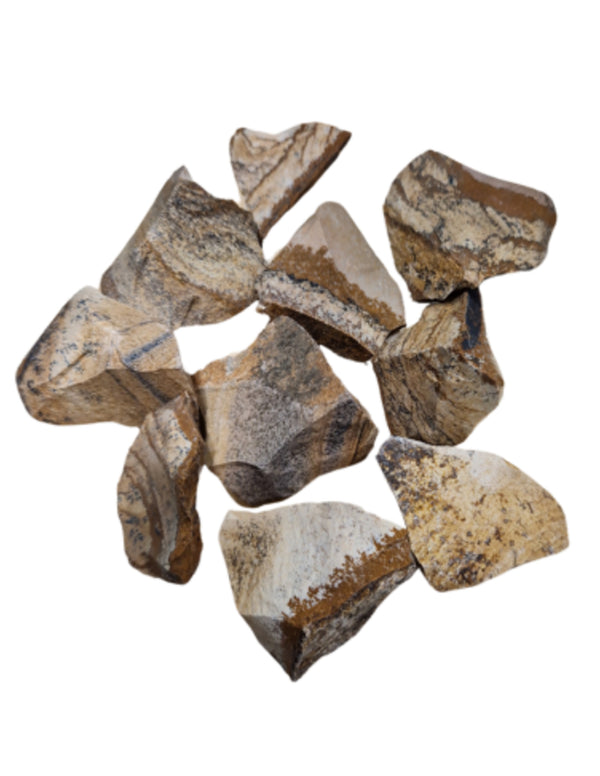 Jaspis landschap 250 gr. ruwe edelsteen brokjes