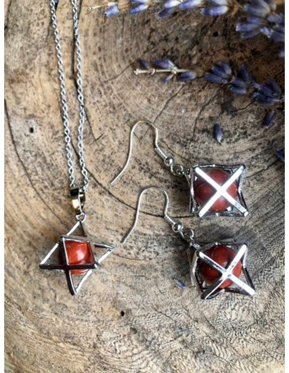 Jaspis rood merkabah sieraden set