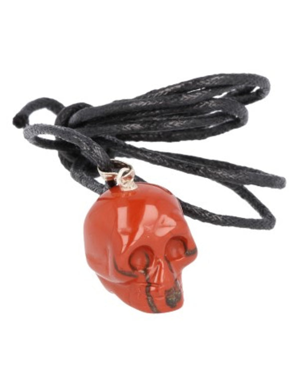 Jaspis rood edelsteen schedelhanger aan koord
