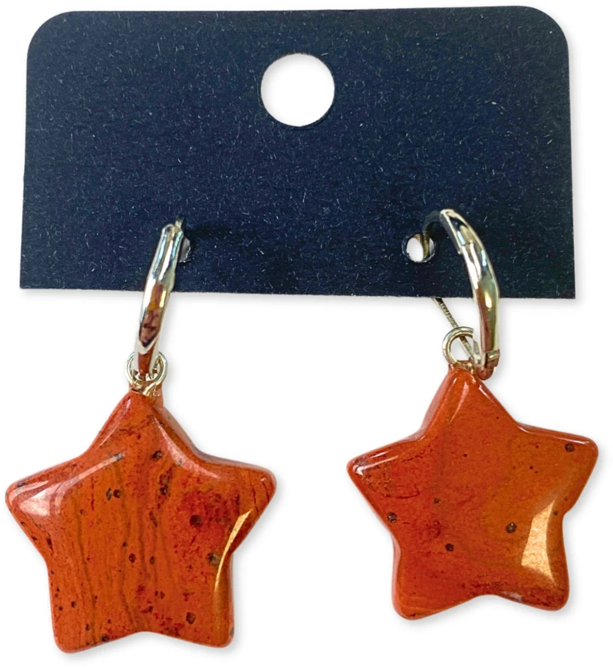 Jaspis rood ster oorbellen - fashion jewelry