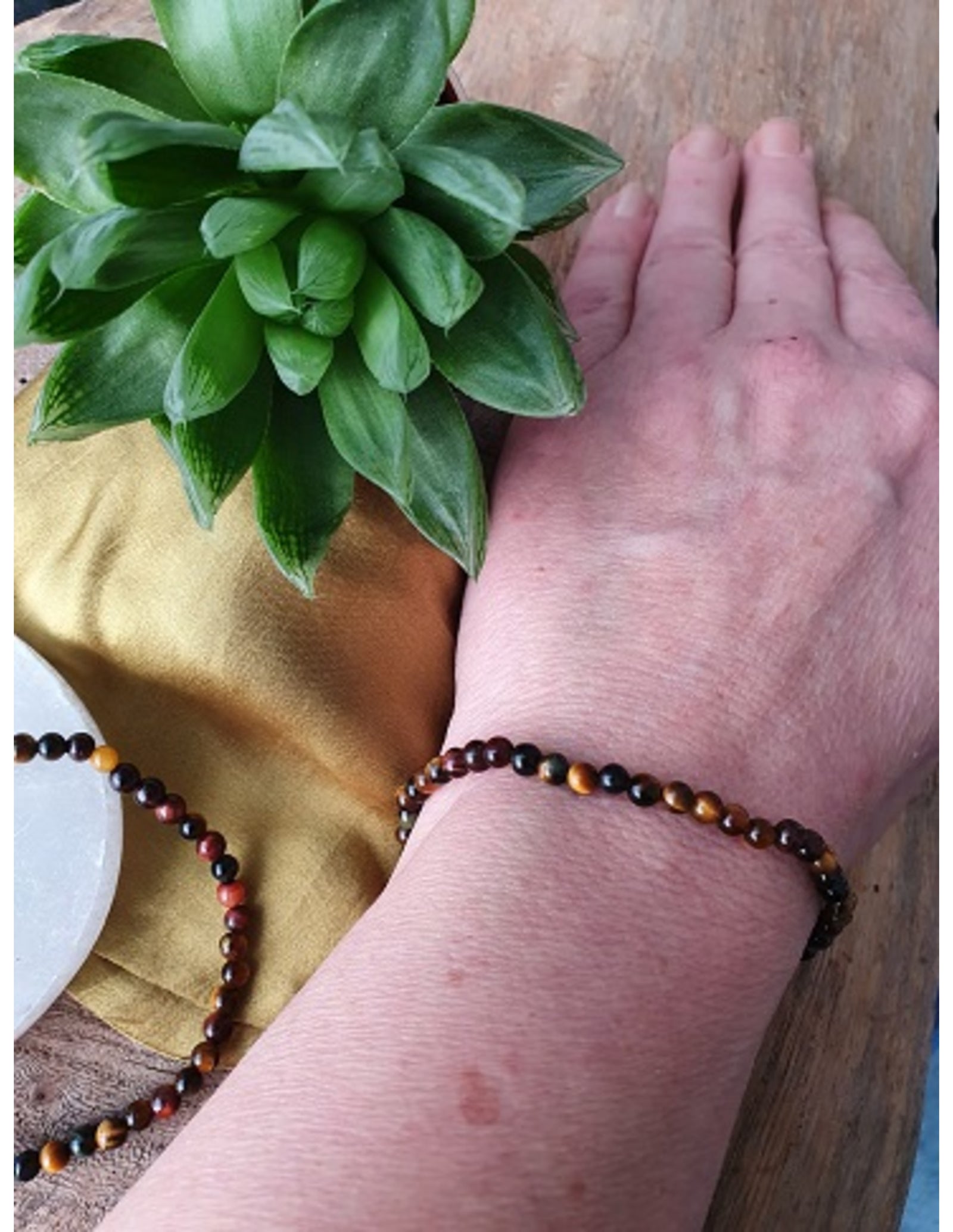 Katten/Tijger/Valkenoog kralenarmband 4 mm