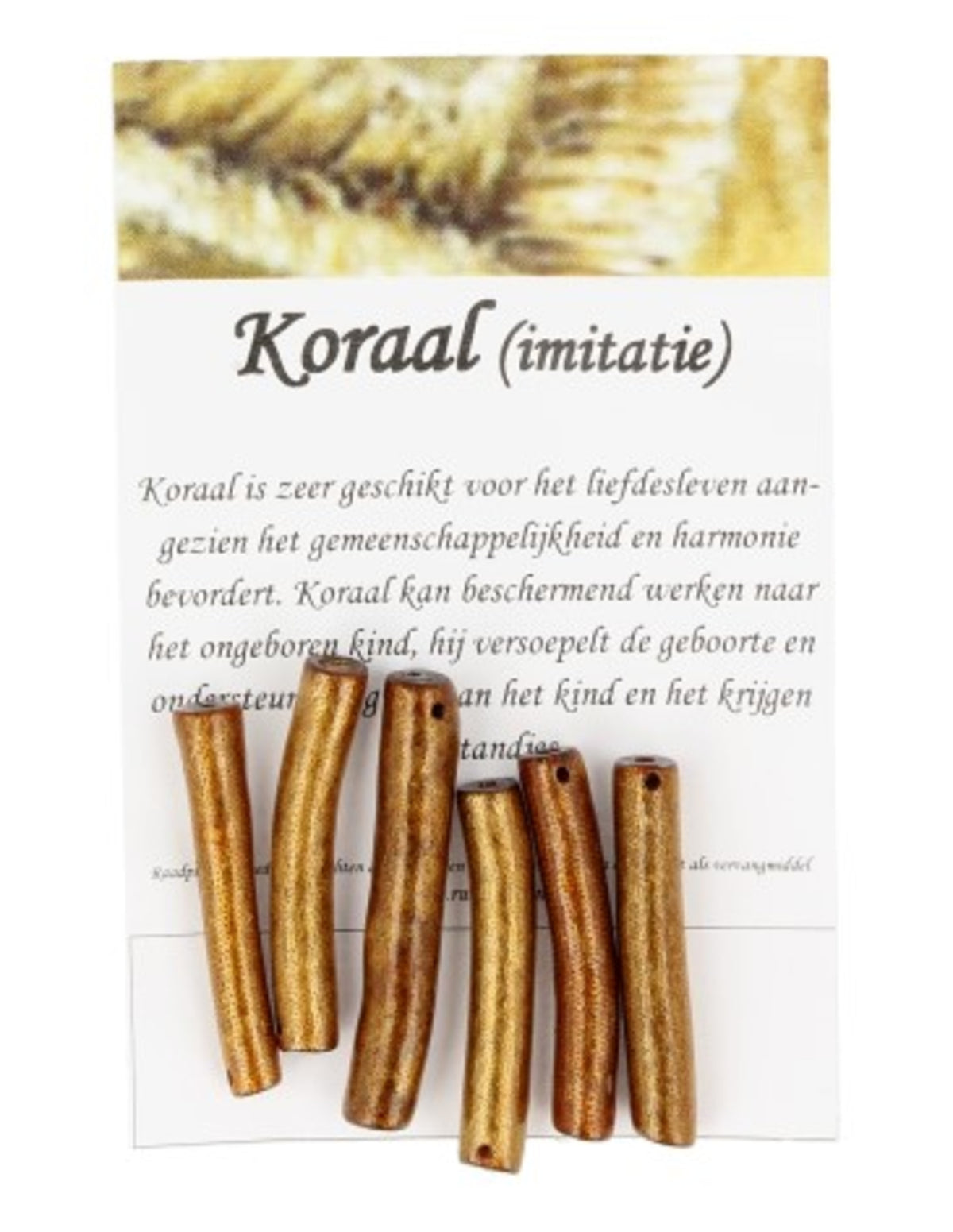 Koraal kralen goud staafje - 6 st. (imitatie)
