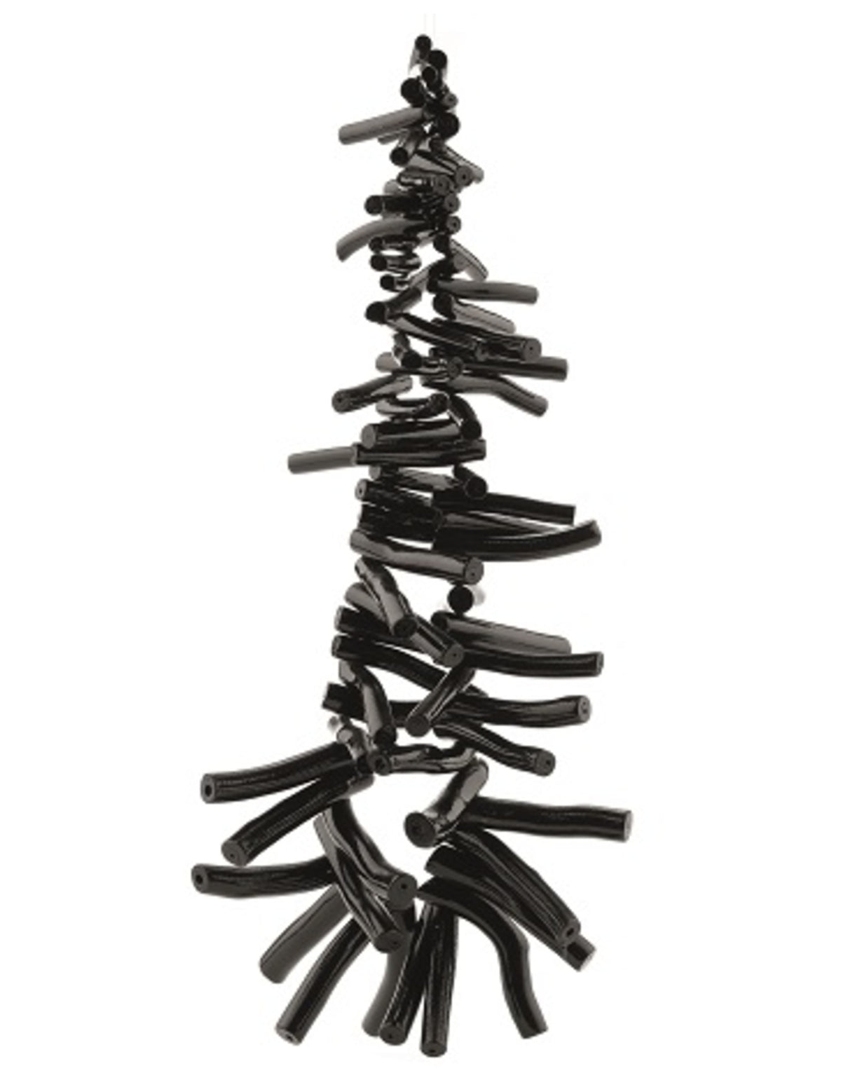 Koraal kralen streng zwart 35 mm (imitatie)