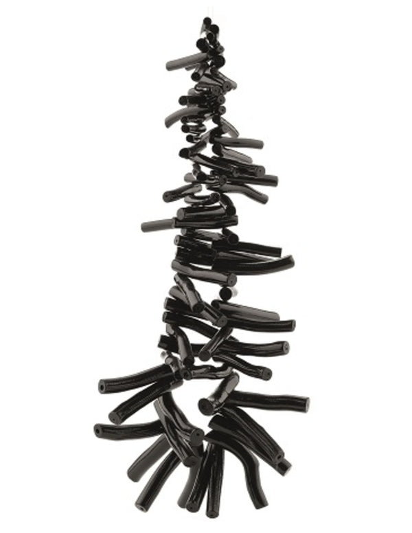 Koraal kralen streng zwart 35 mm (imitatie)