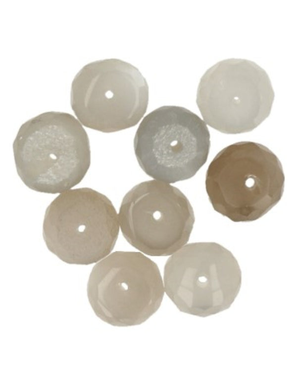 edelsteen kralen Maansteen grijs facet 7 mm - 9 st.