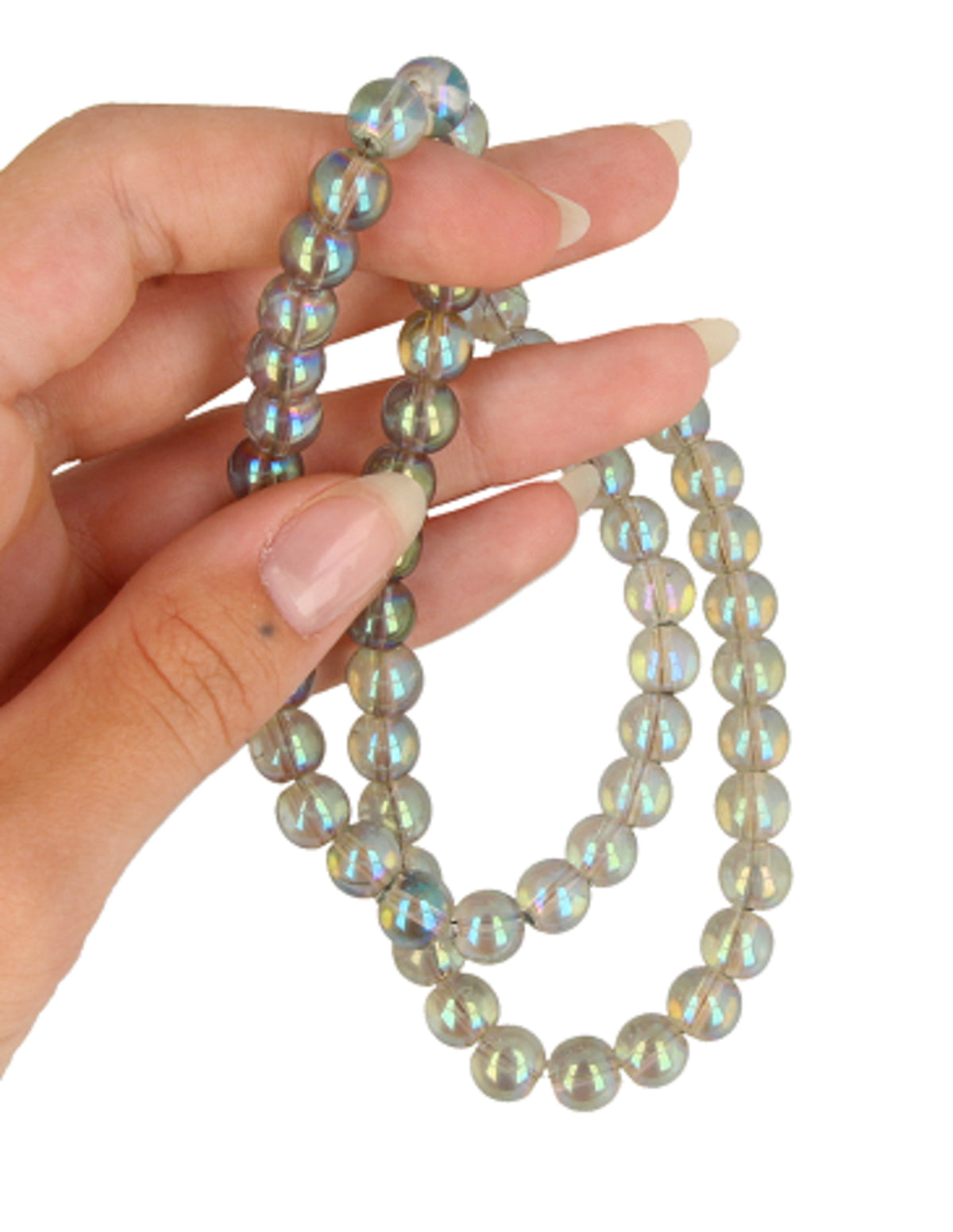 Kralen streng Aqua Aura licht 8 mm (gecoat)
