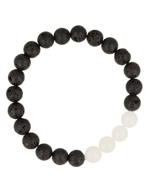 Kralenarmband Lavasteen / Jade wit