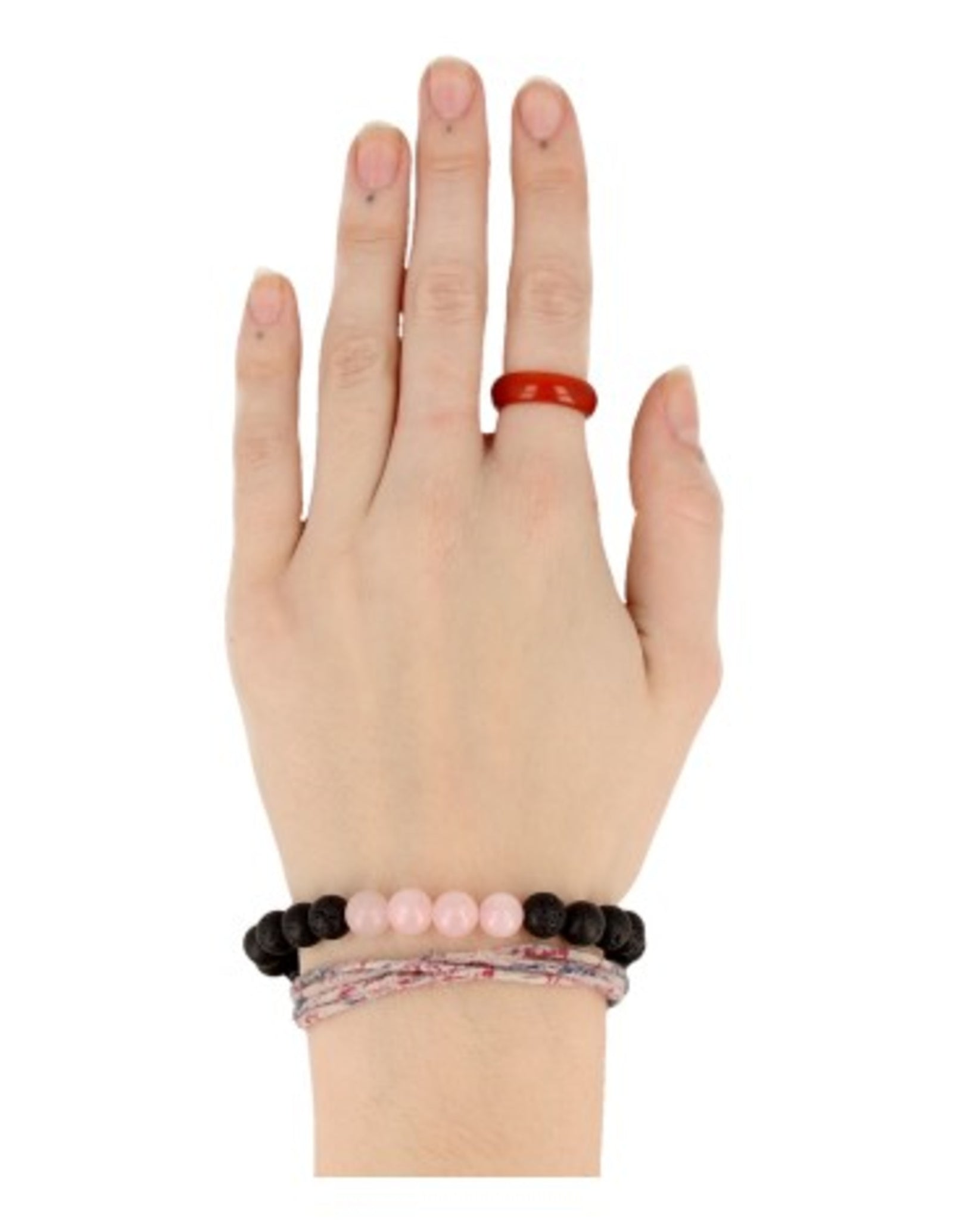 Kralenarmband Lavasteen / Roze kwarts