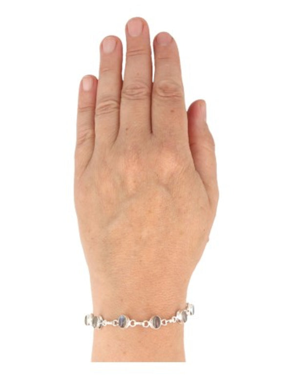 Labradoriet edelsteen armband zilver ovaal
