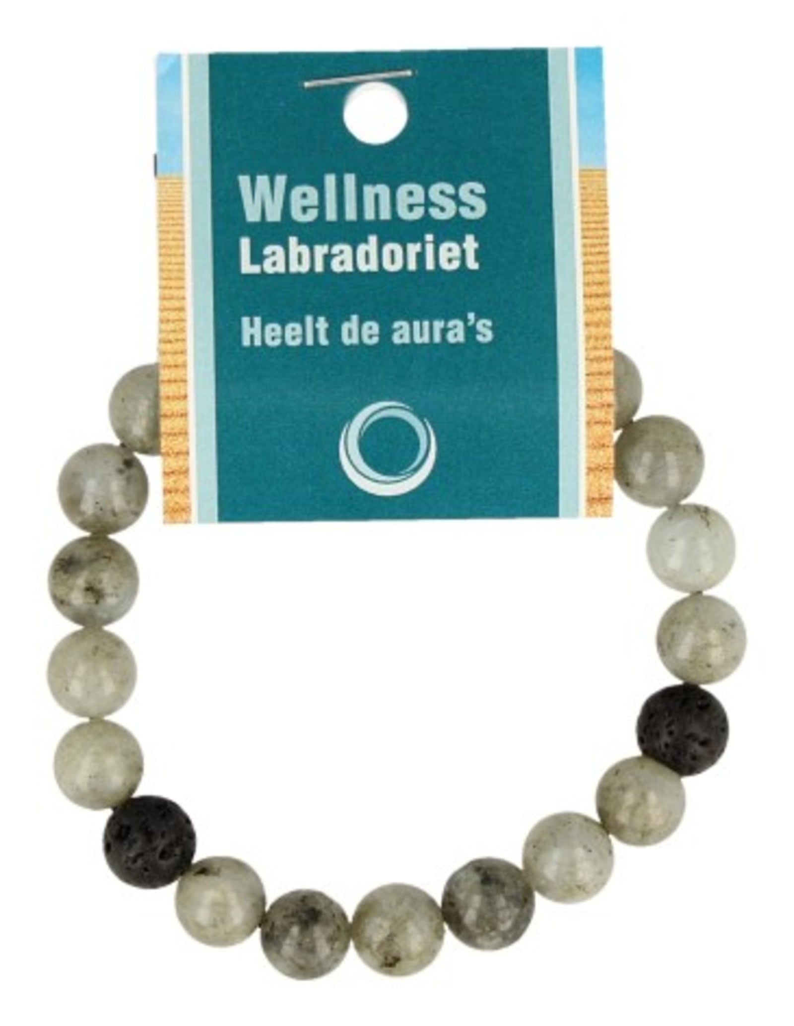Labradoriet powerbead mannen armband + kaart 21 cm