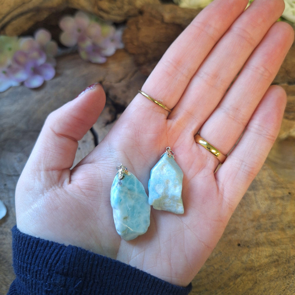 Larimar edelsteenhanger groot (3-4 cm)