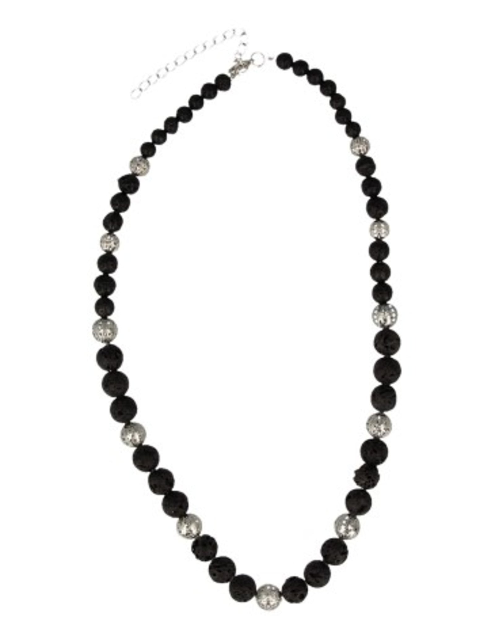 Lavasteen ketting 10 mm met tussenkraal
