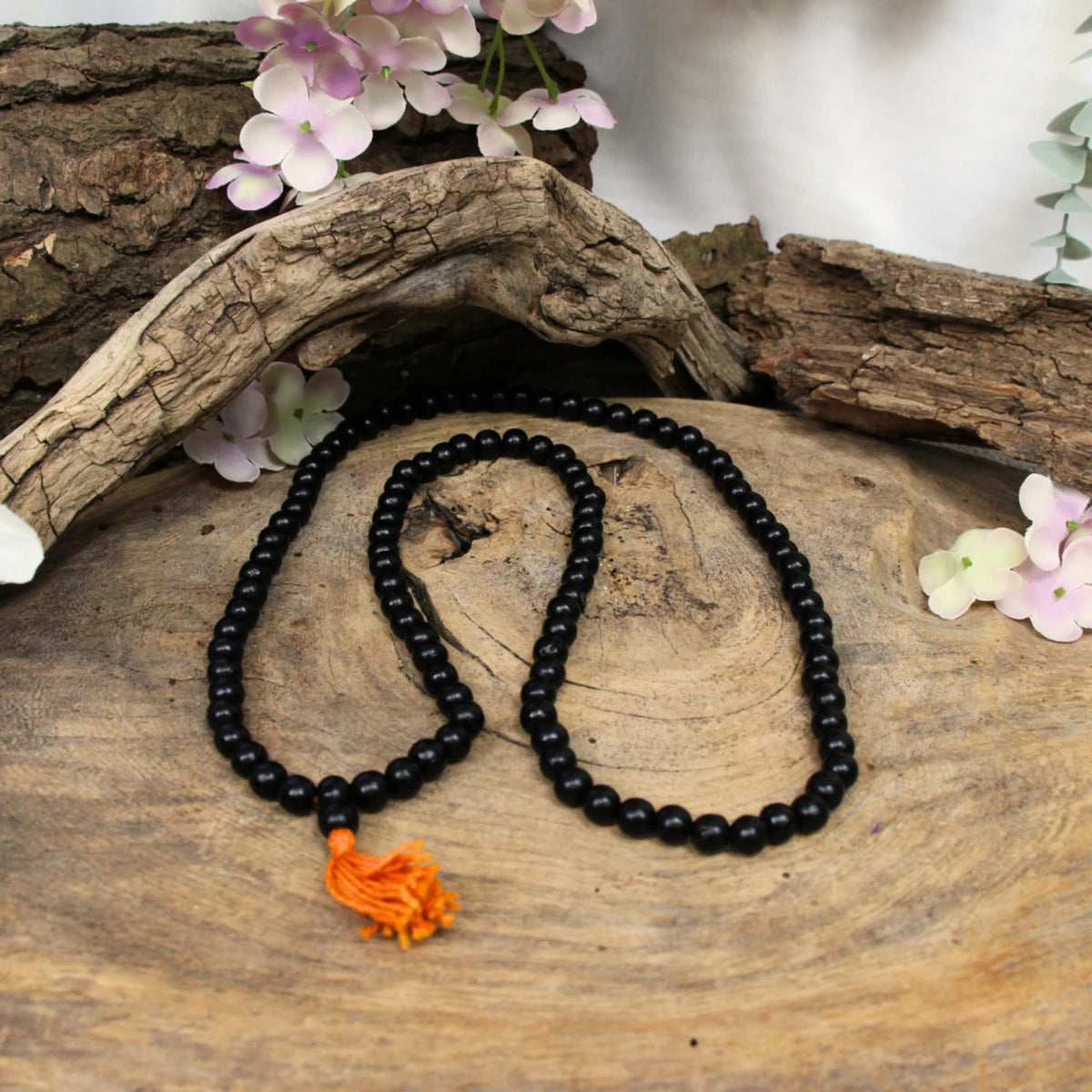 Mala hout zwart oranje kwast 40 cm
