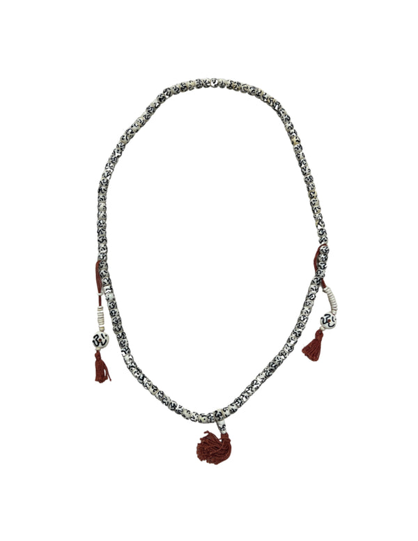 Mala edelsteen ketting been wit/zwart 35 cm