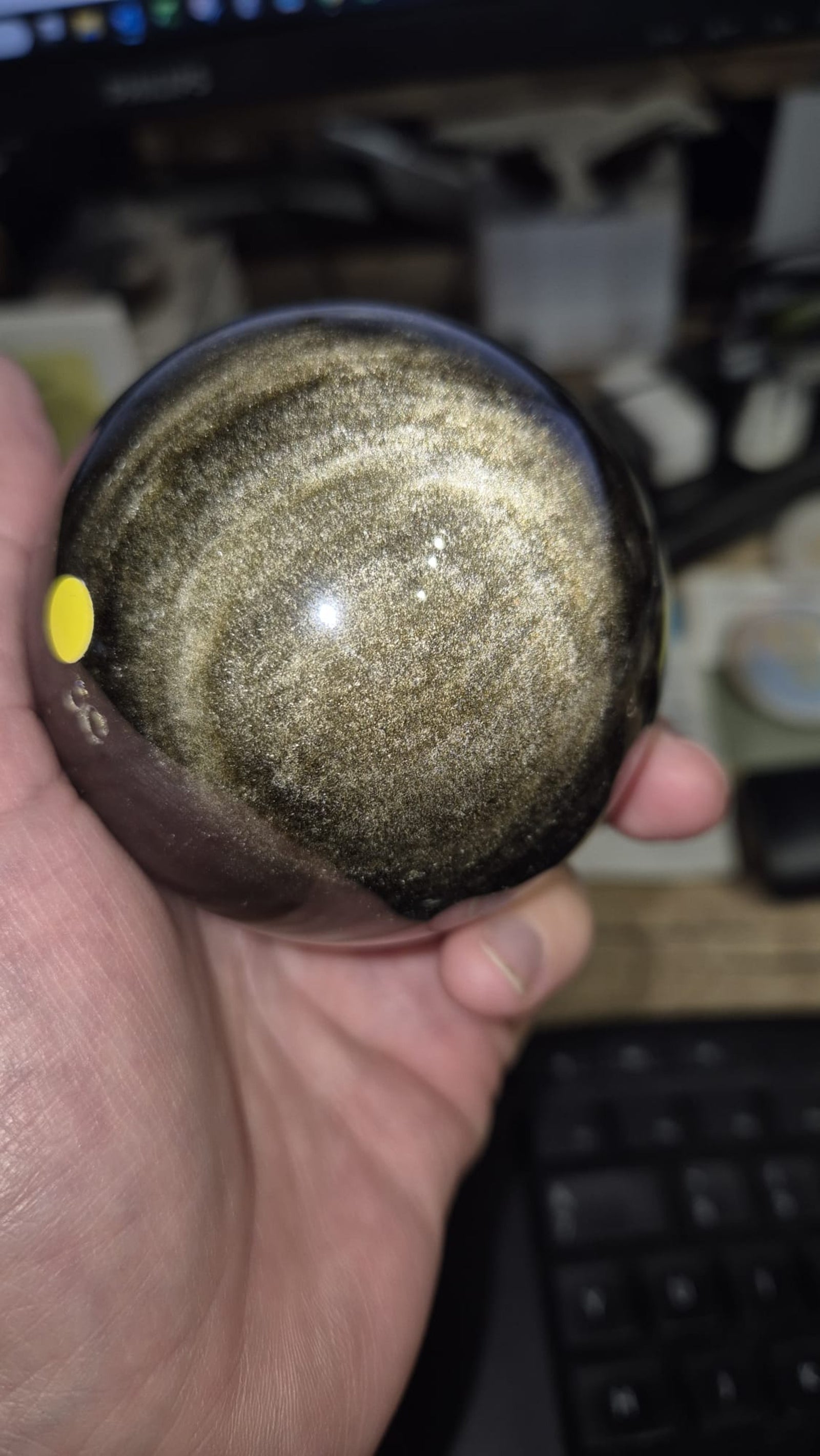 Obsidiaan goud 8 cm edelsteen bol