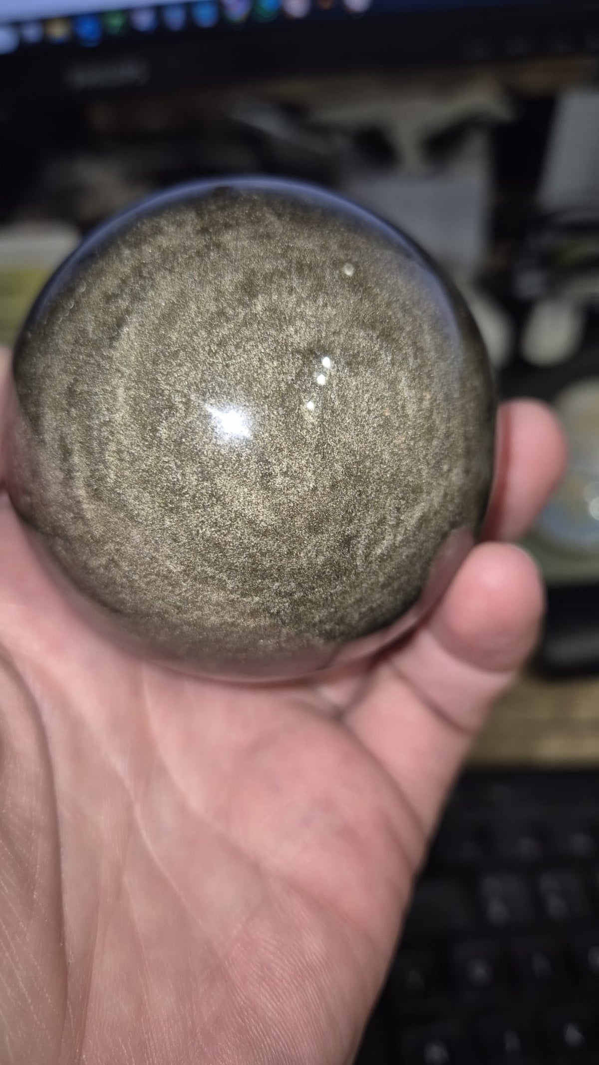 Obsidiaan goud 8 cm edelsteen bol