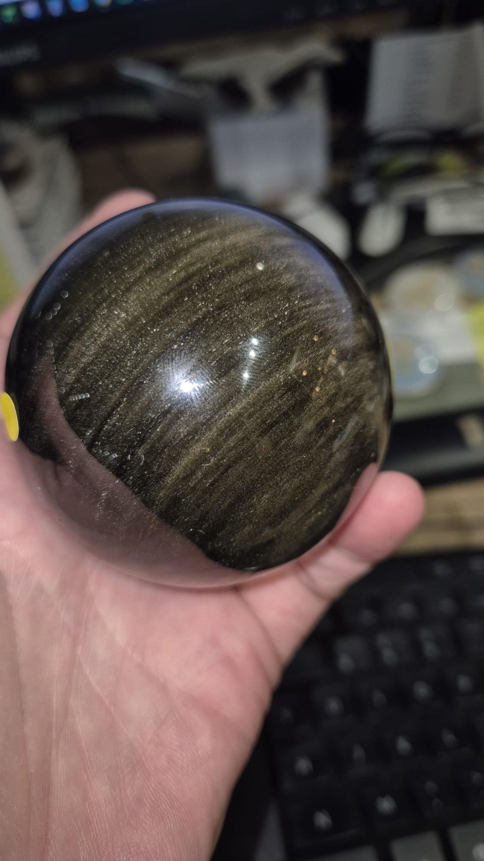 Obsidiaan goud 8 cm edelsteen bol