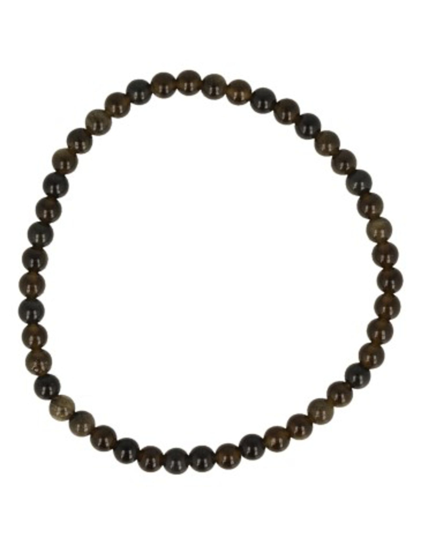 Obsidiaan goud kralenarmband 4 mm