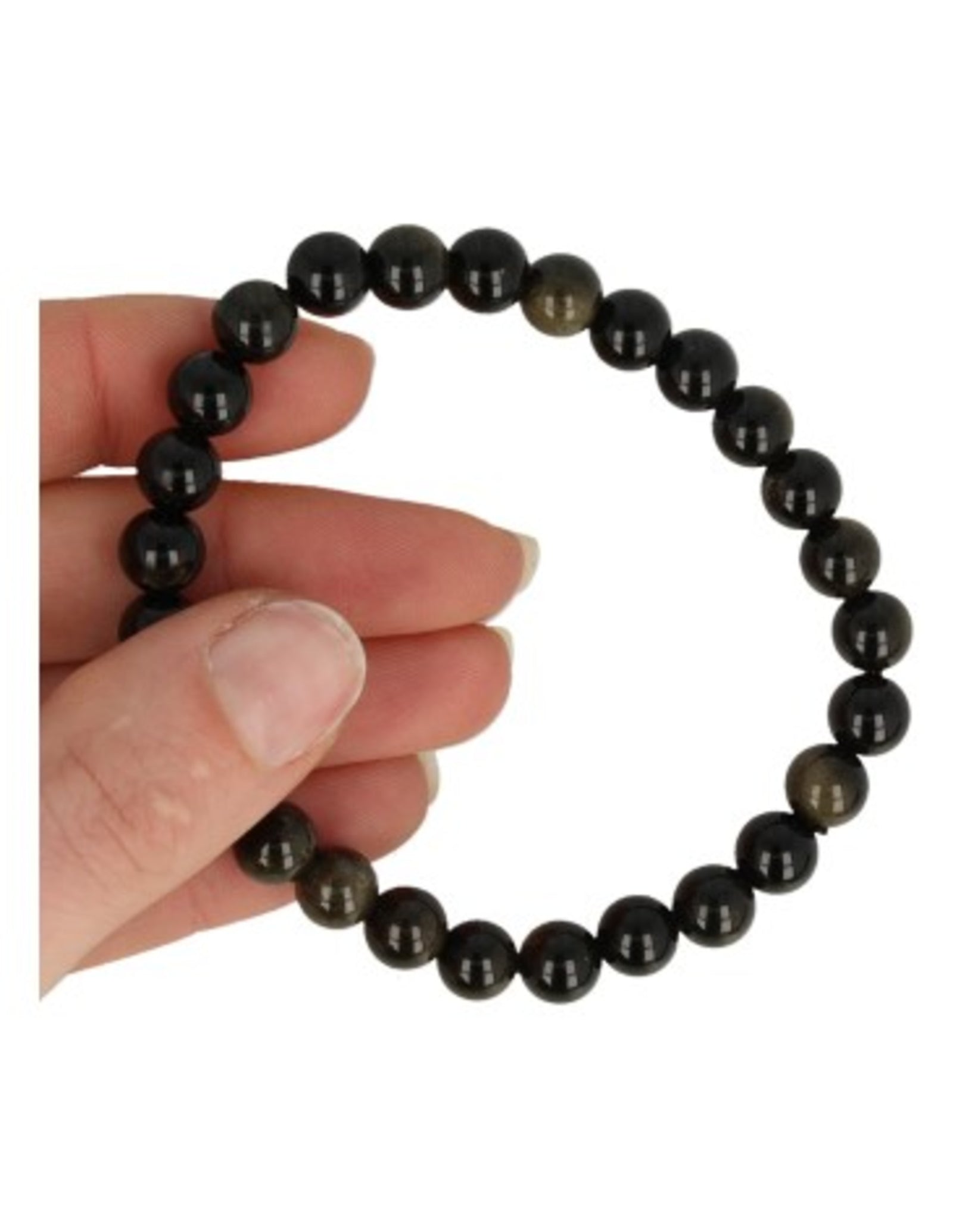 Obsidiaan goud kralenarmband 8mm mannen