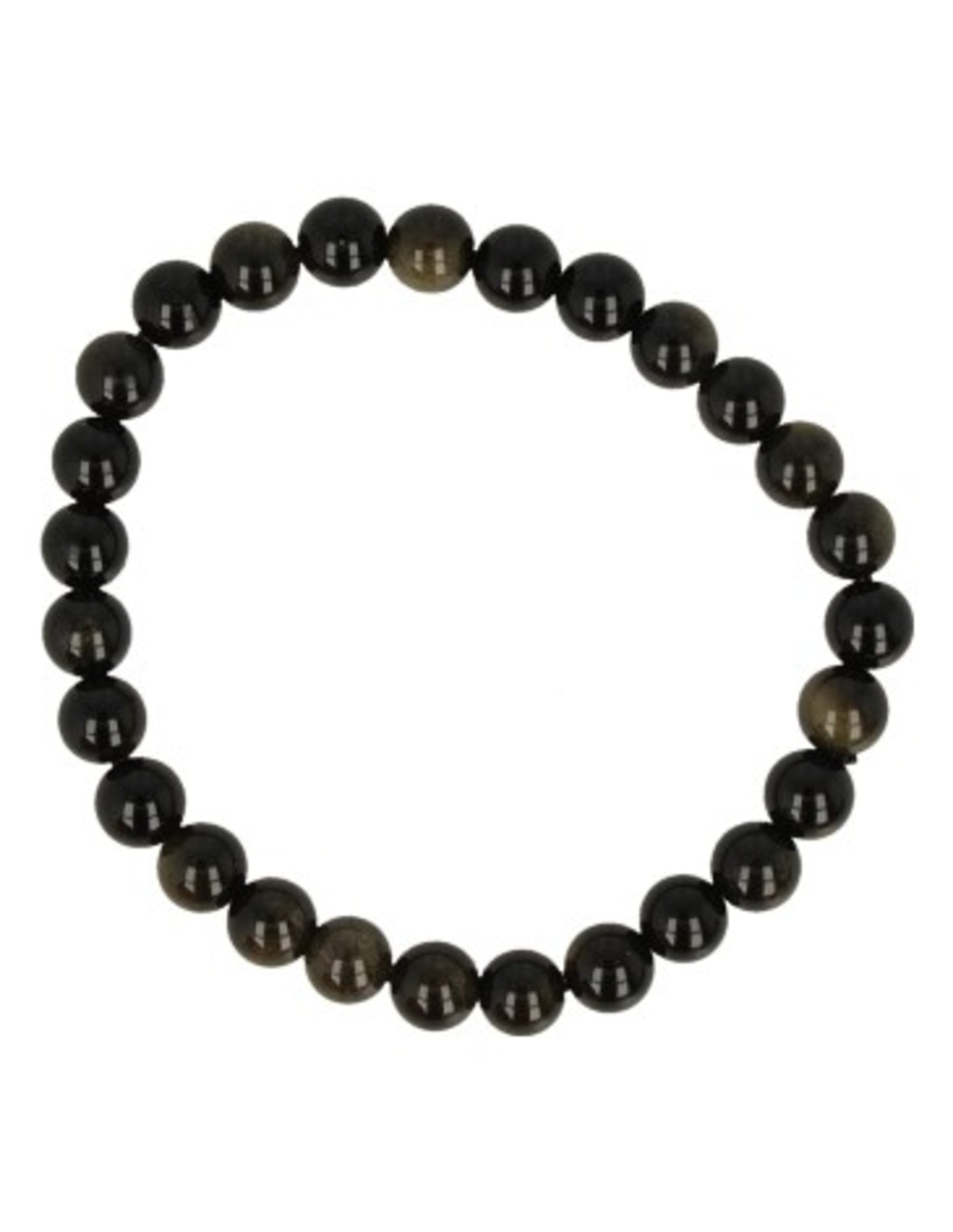 Obsidiaan goud kralenarmband 8mm mannen