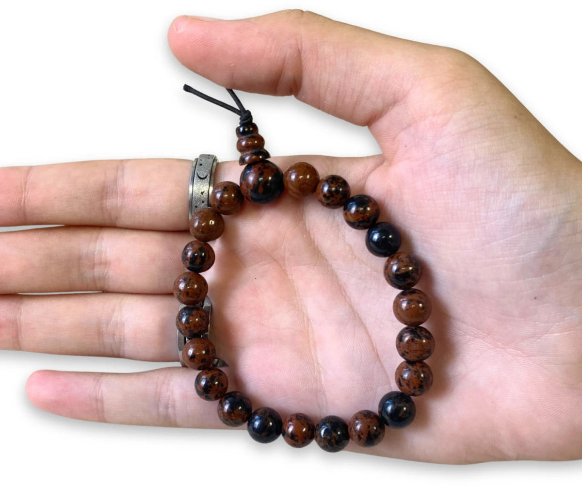 Obsidiaan mahonie powerbead armband