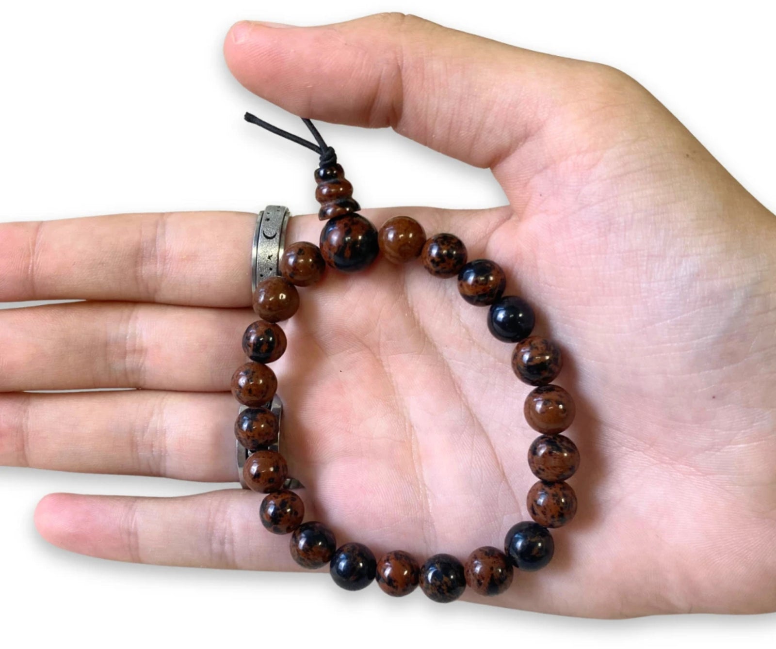Obsidiaan mahonie powerbead armband
