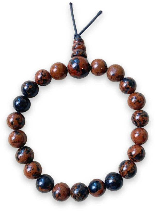 Obsidiaan mahonie edelsteen kraalarmband