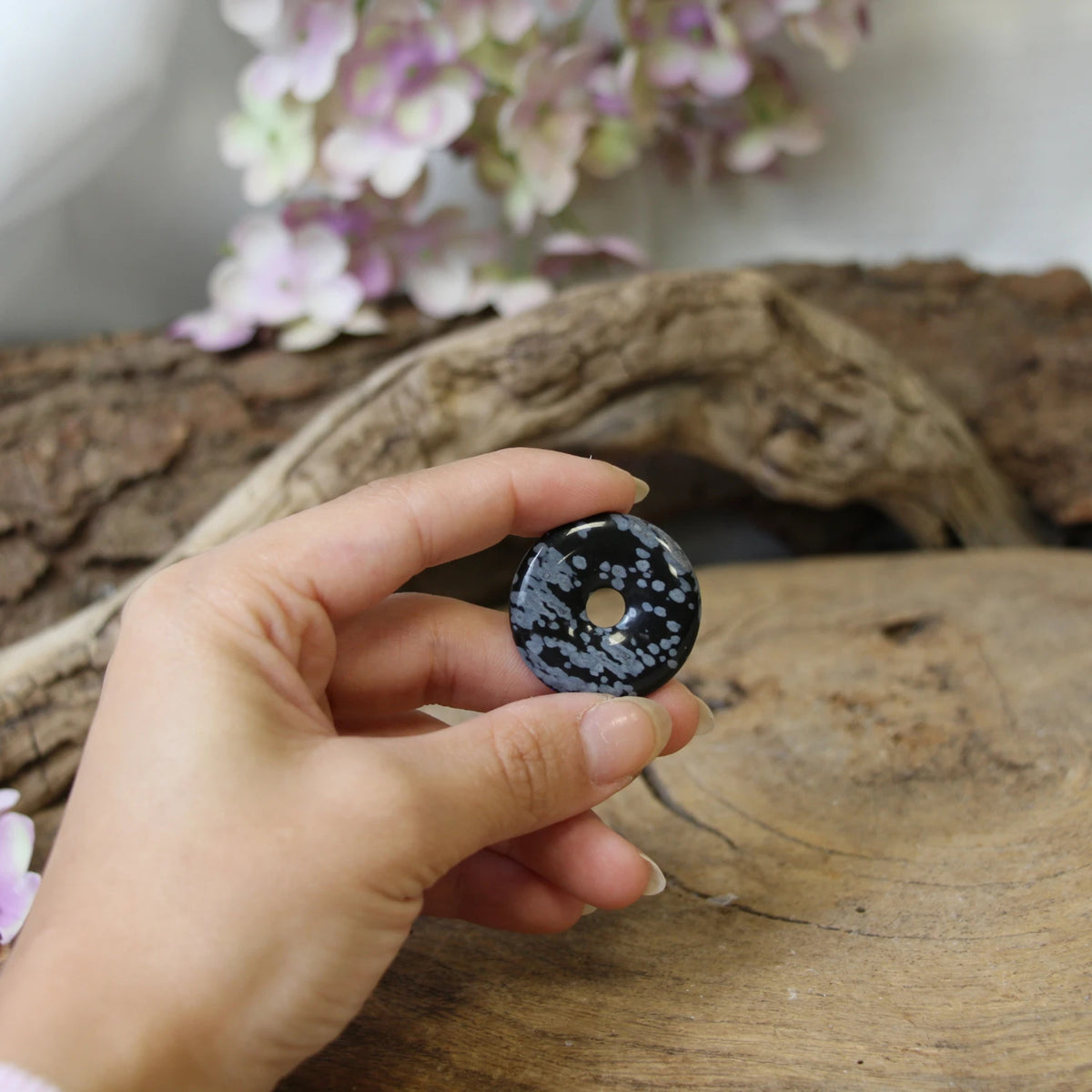 Obsidiaan sneeuwvlok donut 30 mm