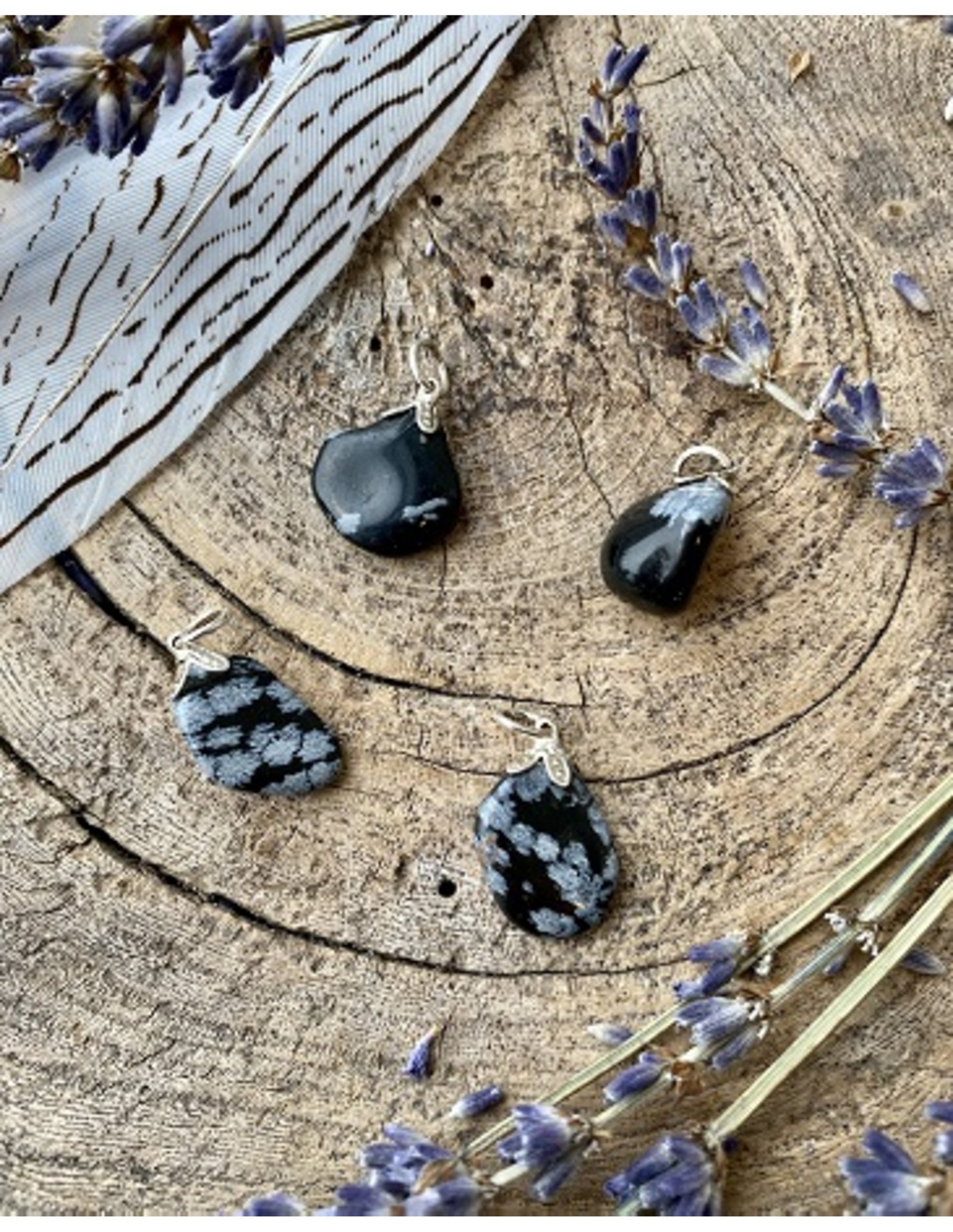 Obsidiaan sneeuwvlok edelsteen hanger