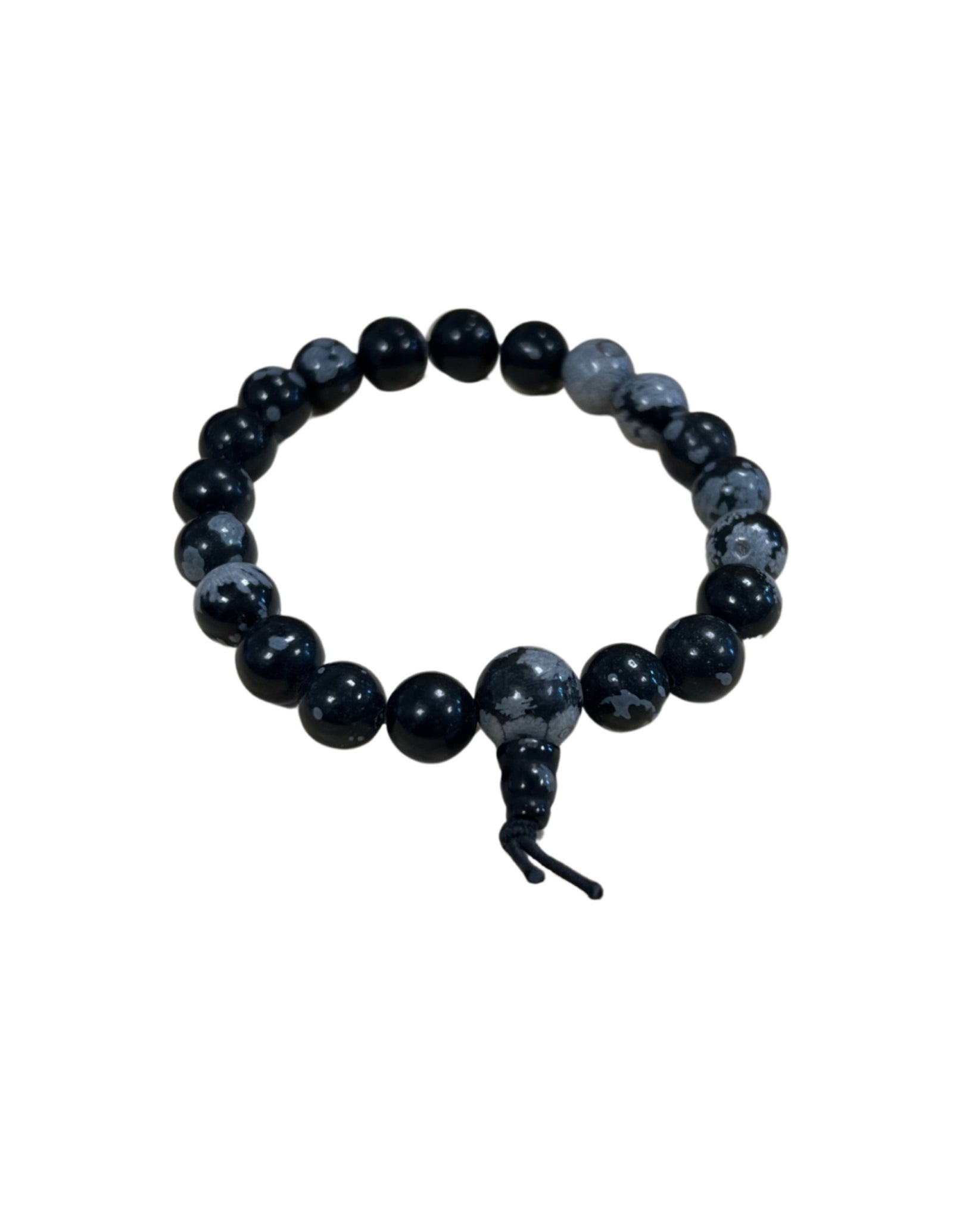 Obsidiaan sneeuwvlok powerbead armband + kaart
