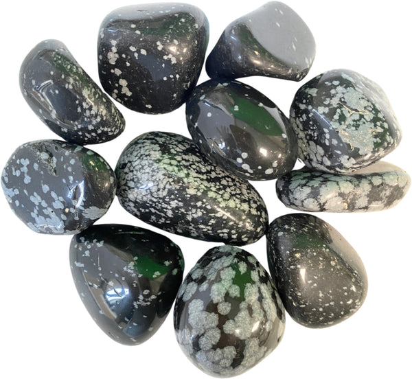 Obsidiaan sneeuwvlok edelsteen trommelstenen 250 gr. (mt3)