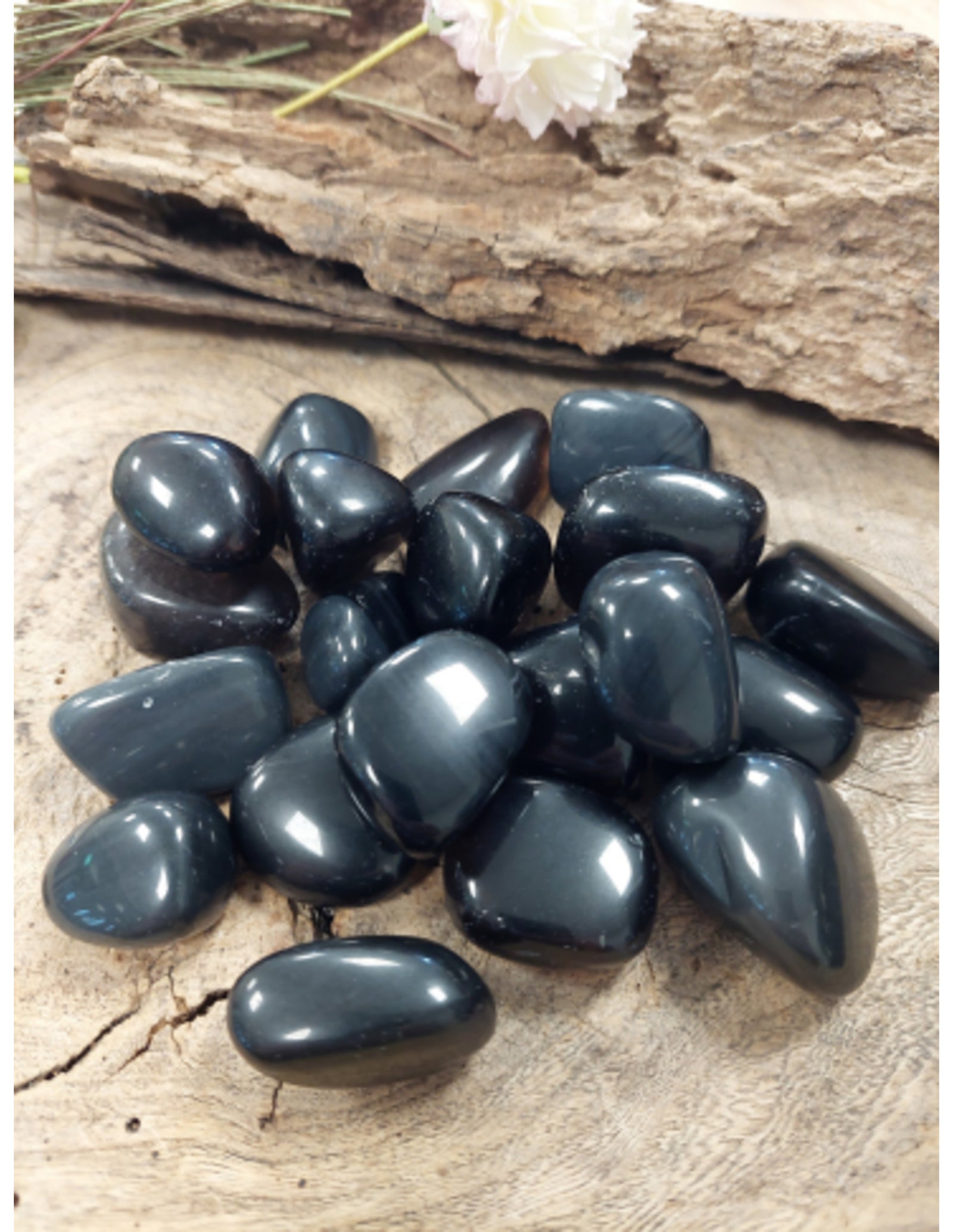 Obsidiaan zwart 500 gr. trommelstenen (mt3)