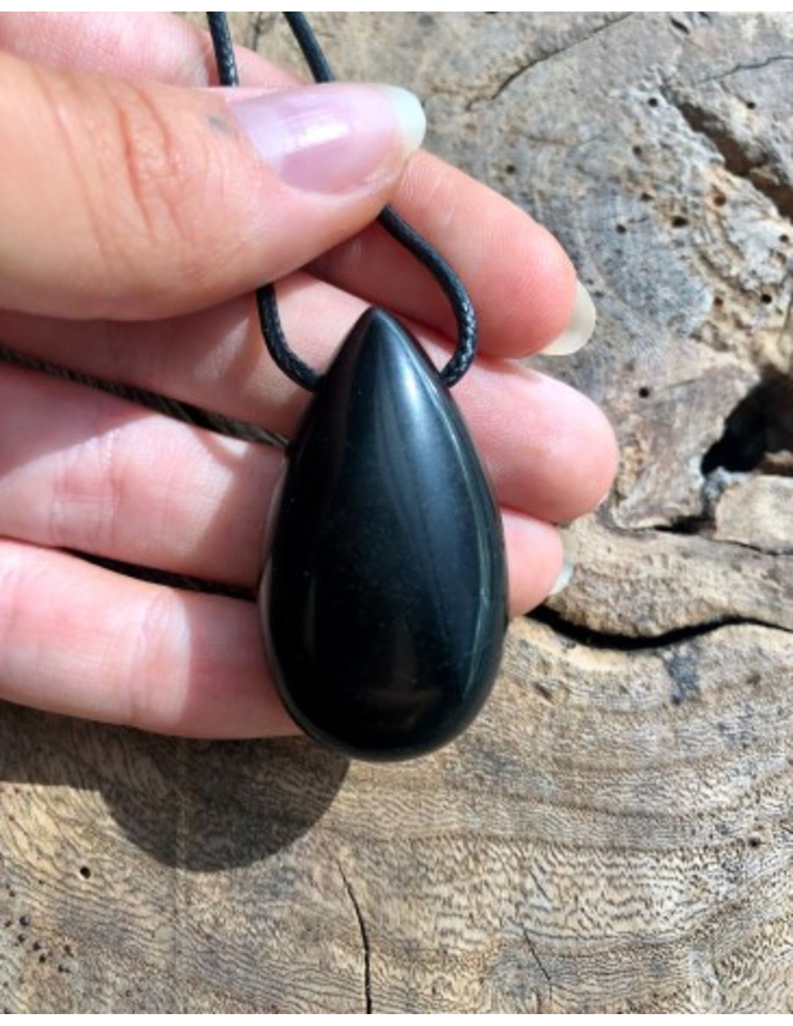 Obsidiaan zwart edelsteen druppel hanger