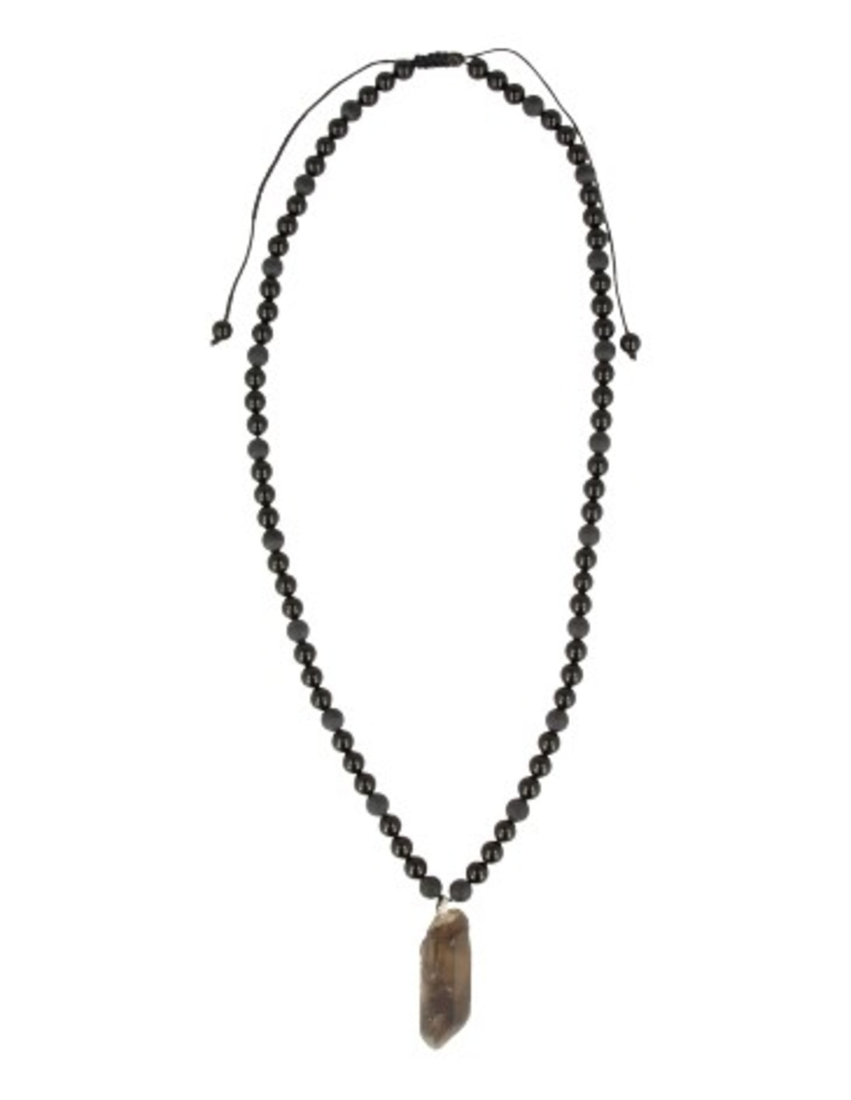 Obsidiaan zwart kralenketting mannen met Rookwarts ruwe punt