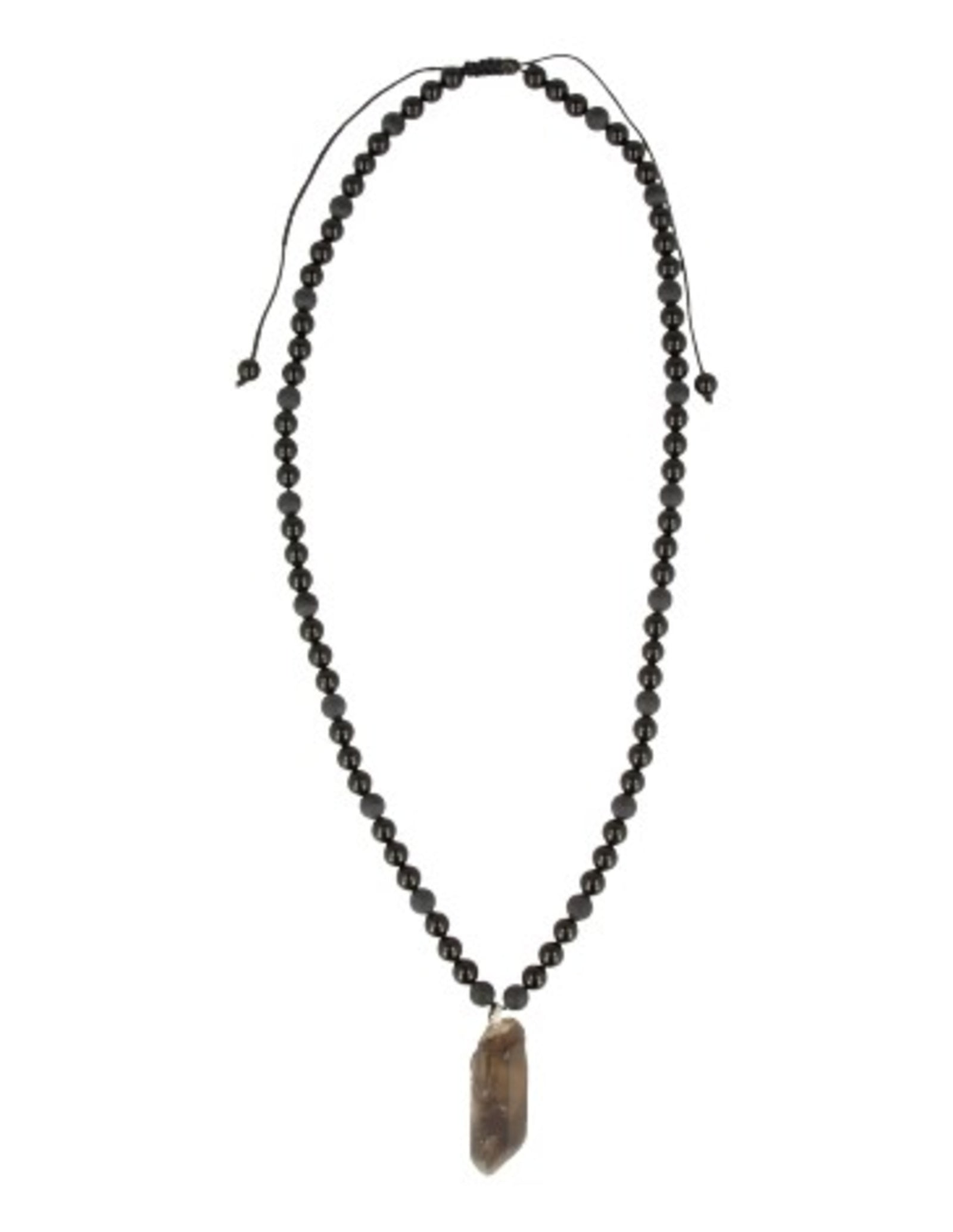 Obsidiaan zwart kralenketting mannen met Rookwarts ruwe punt