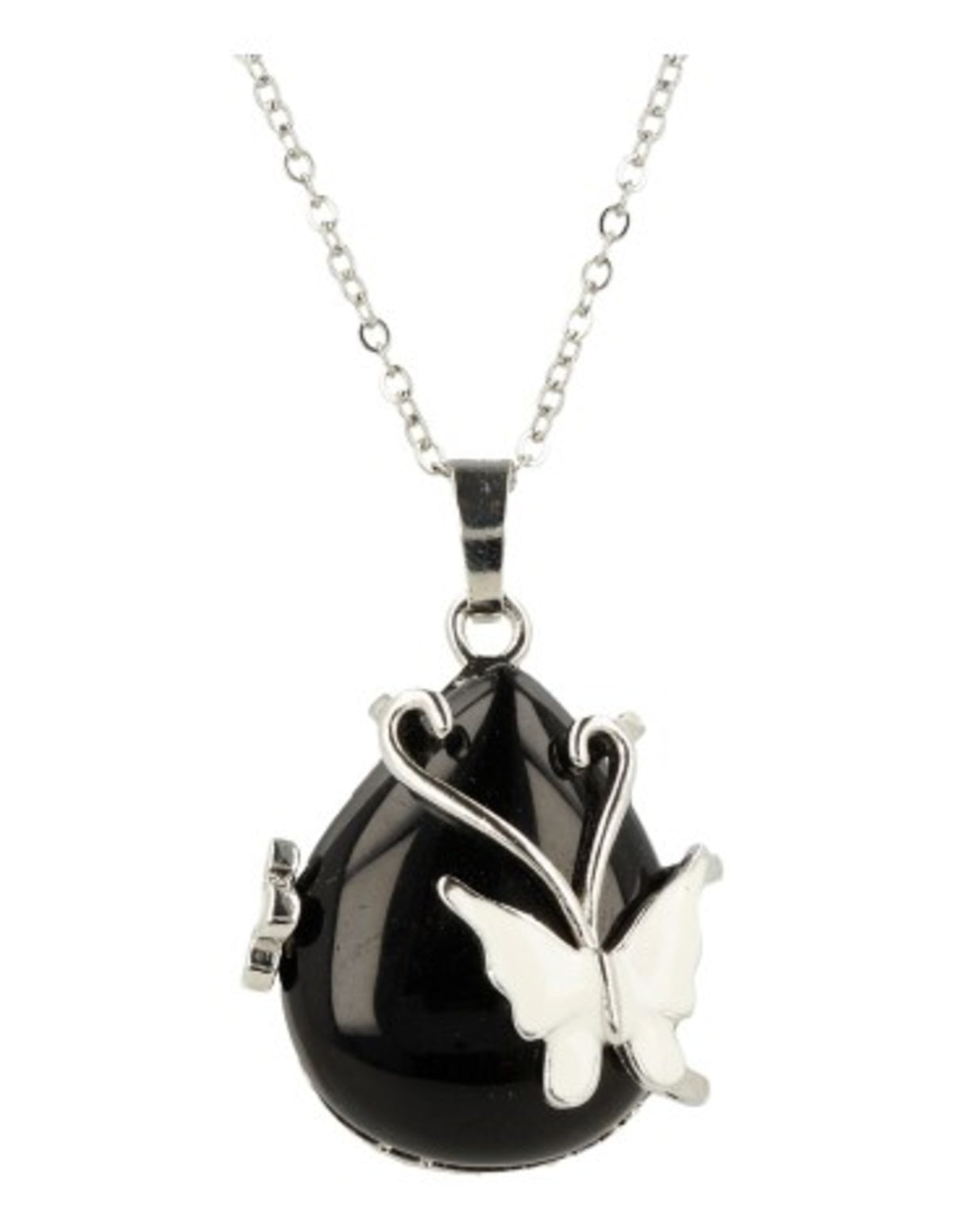 Obsidiaan zwart vlinder druppel hanger