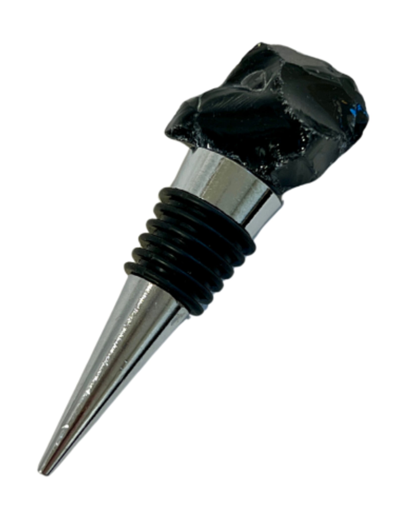 Obsidiaan zwart wijnstopper ruw