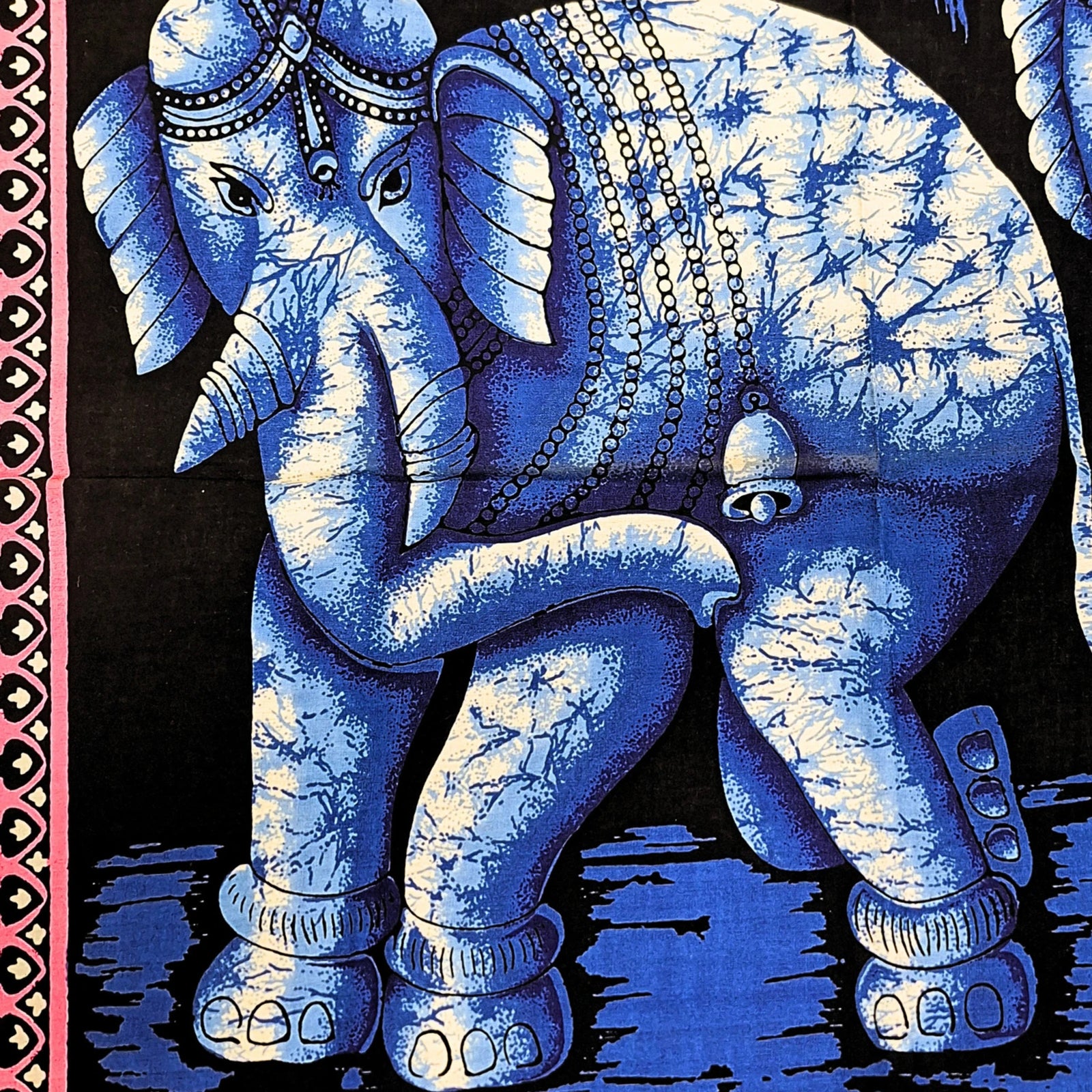 Olifanten Doek - Blauw - wandkleed 115 cm x54 cm - Blauw