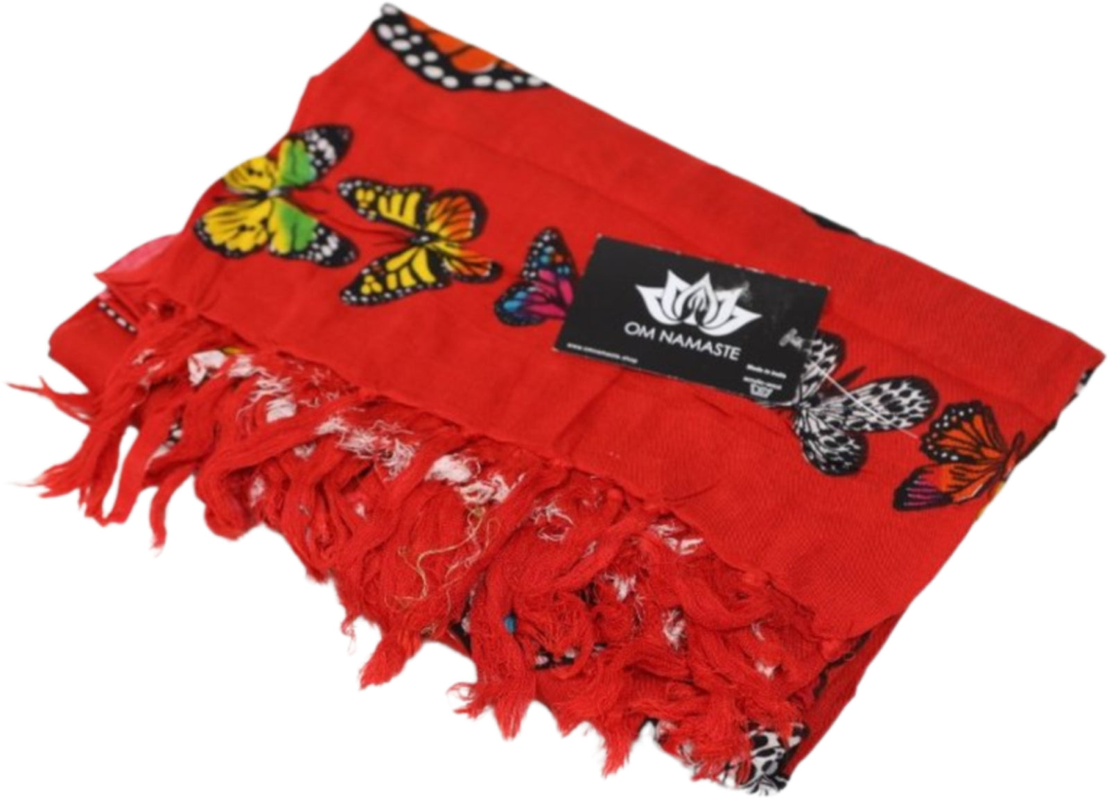 Om Namaste Sarong - 321 - vlinders - rood
