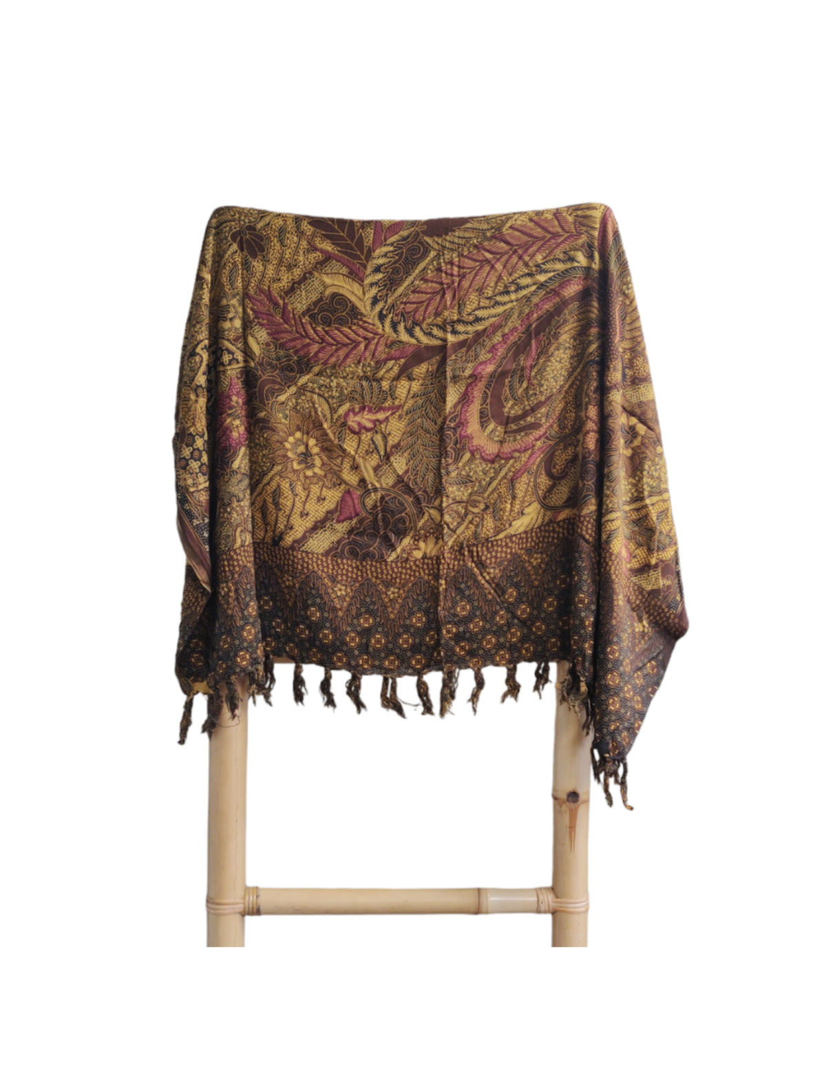 Om Namaste Sarong - 626 - Batik Vuurvogels - bruin & paars