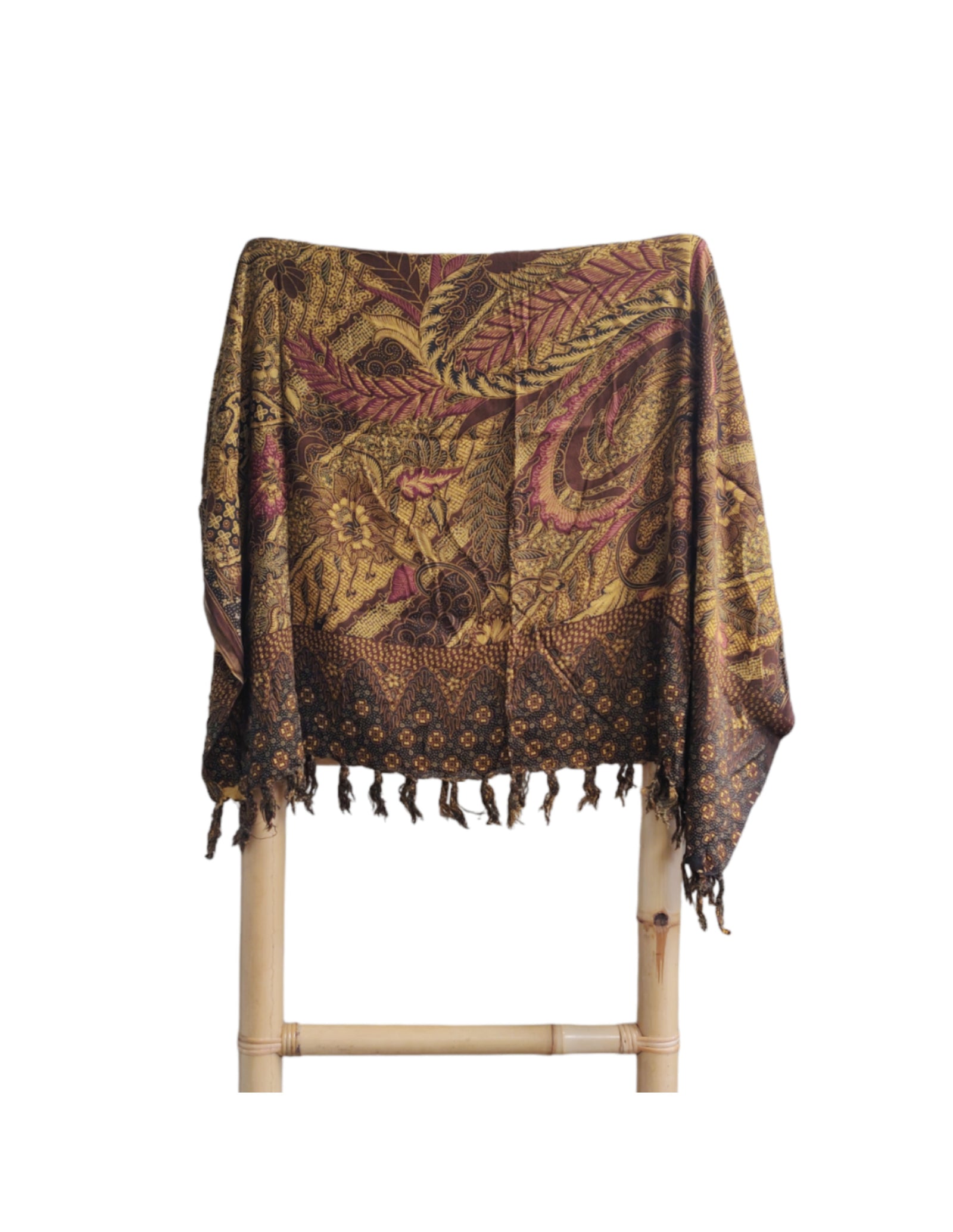 Om Namaste Sarong - 626 - Batik Vuurvogels - bruin & paars