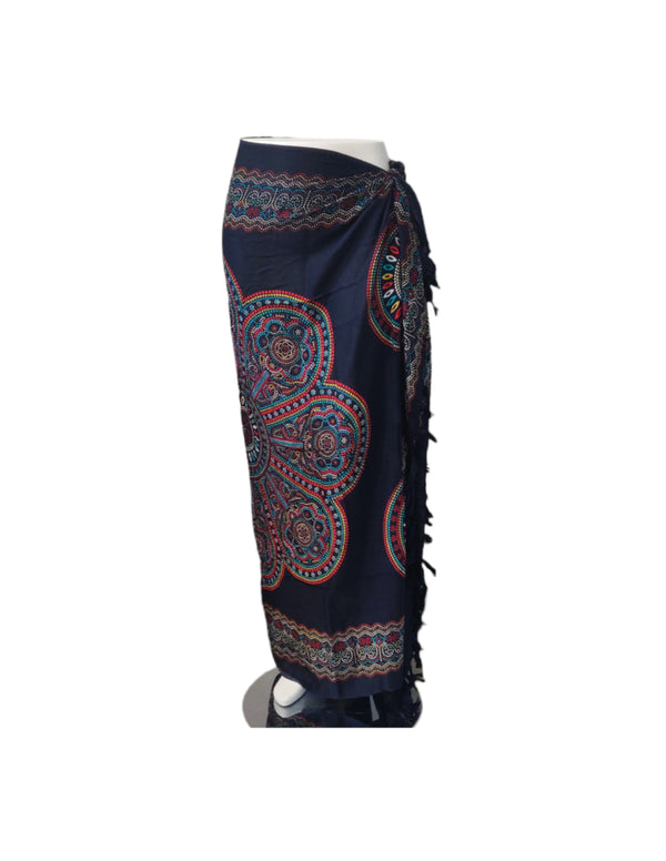Sarong Kleurige Bloem op Zwart