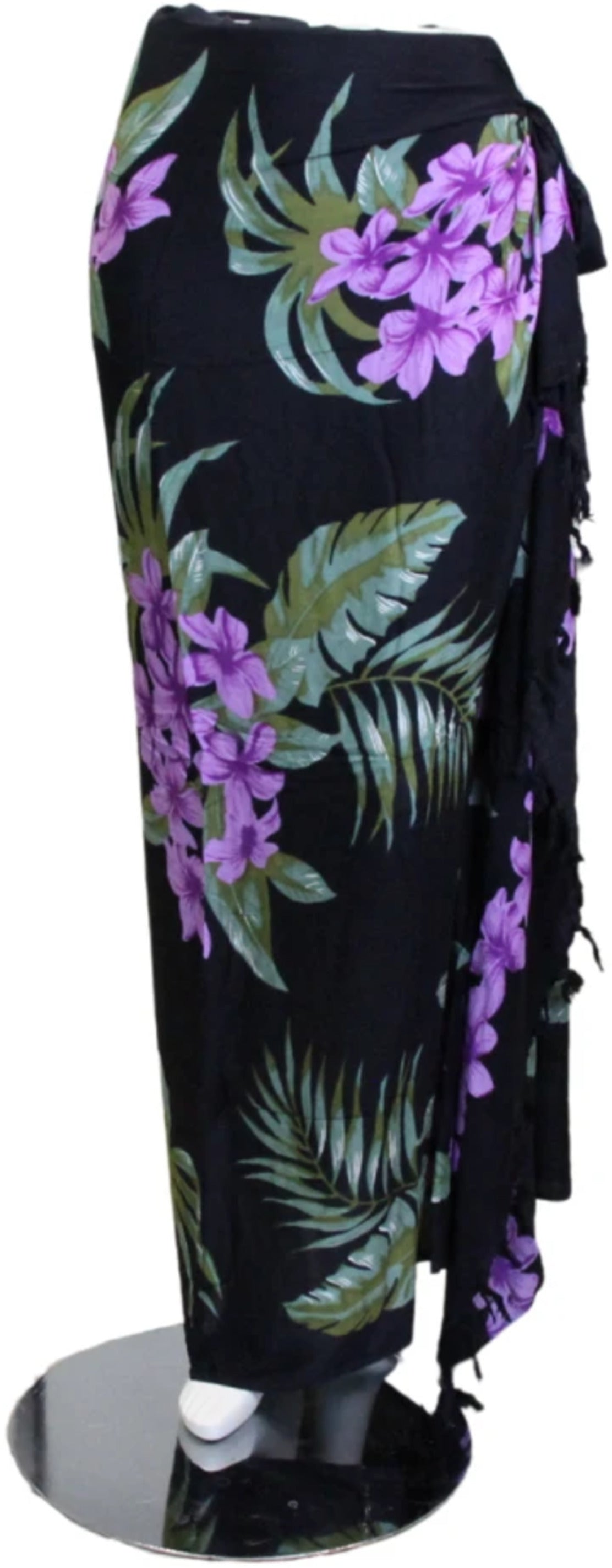 Om Namaste Sarong - 640 - Paarse Bloemen op Zwart