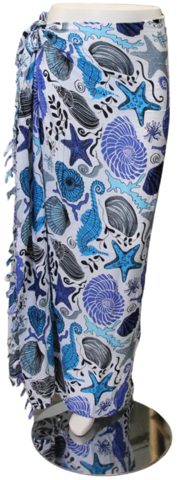 Sarong Schelpen - Blauw op Wit