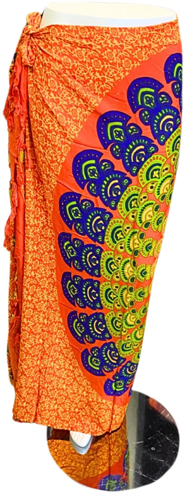 Sarong Mandala - groen & blauw op oranje