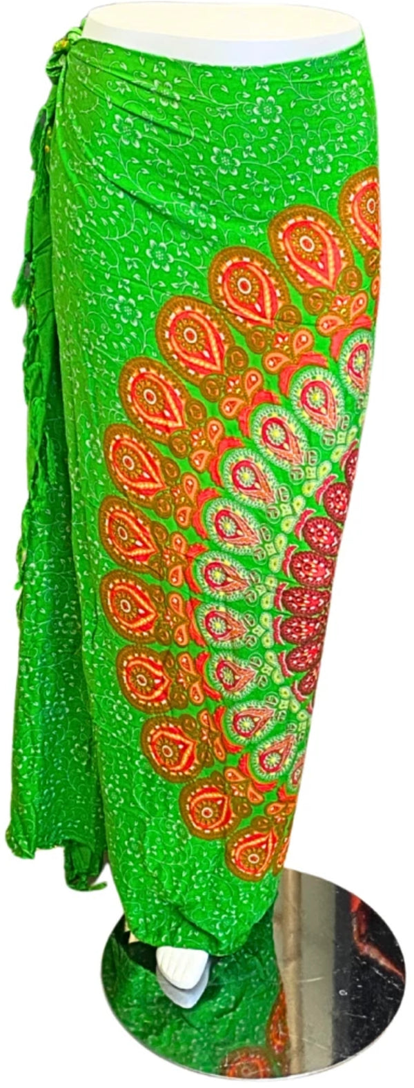Sarong Mandala - oranje op groen