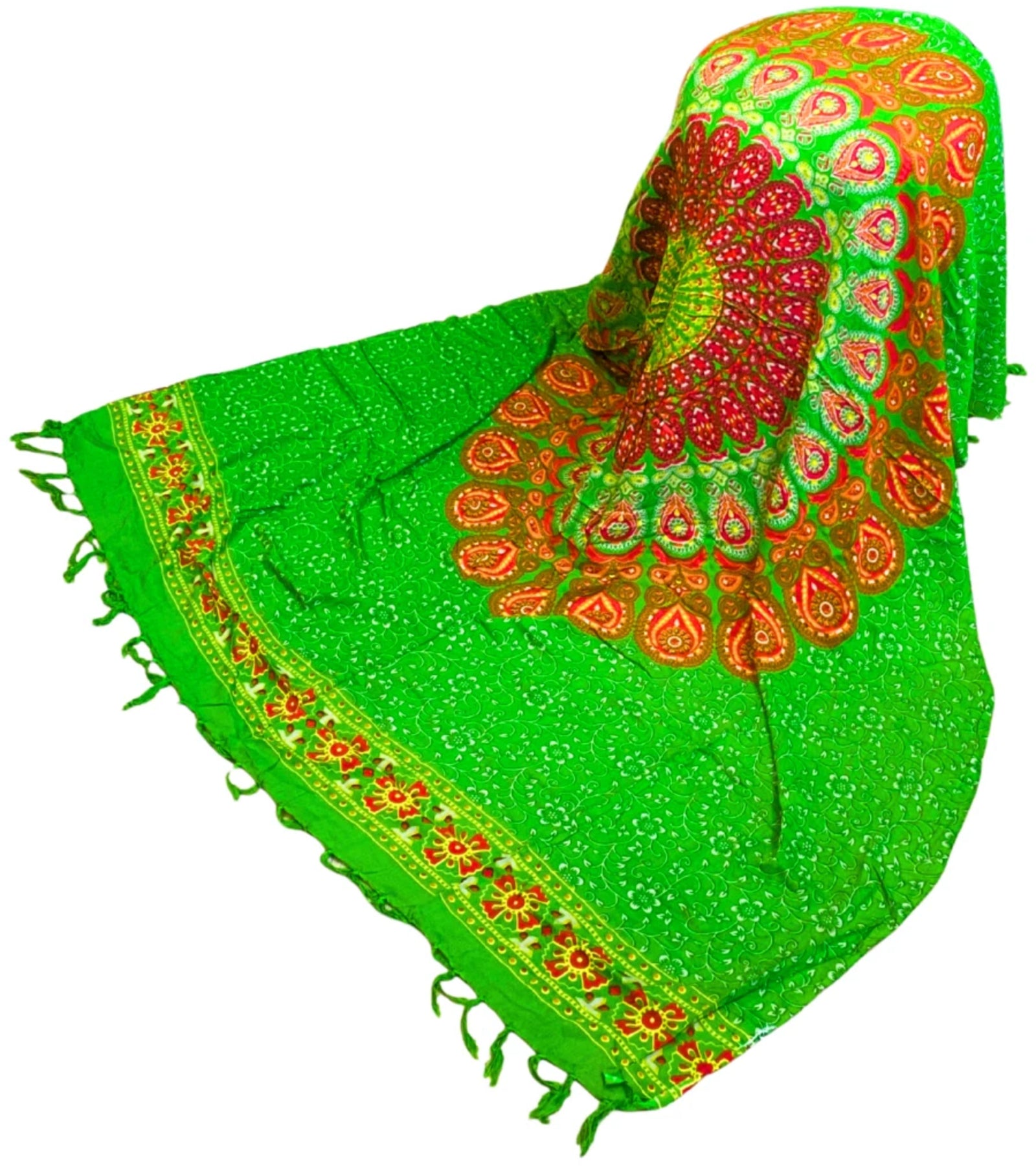 Om Namaste Sarong - 656 - Mandala - oranje op groen